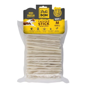 Delibon Burgu Çubuk Köpek Ödül Maması Kalın 100 Adet Beyaz