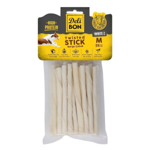 Delibon Burgu Çubuk Köpek Ödül Maması Kalın 25 Adet Beyaz