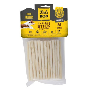 Delibon Burgu Çubuk Köpek Ödül Maması Kalın 50 Adet Beyaz